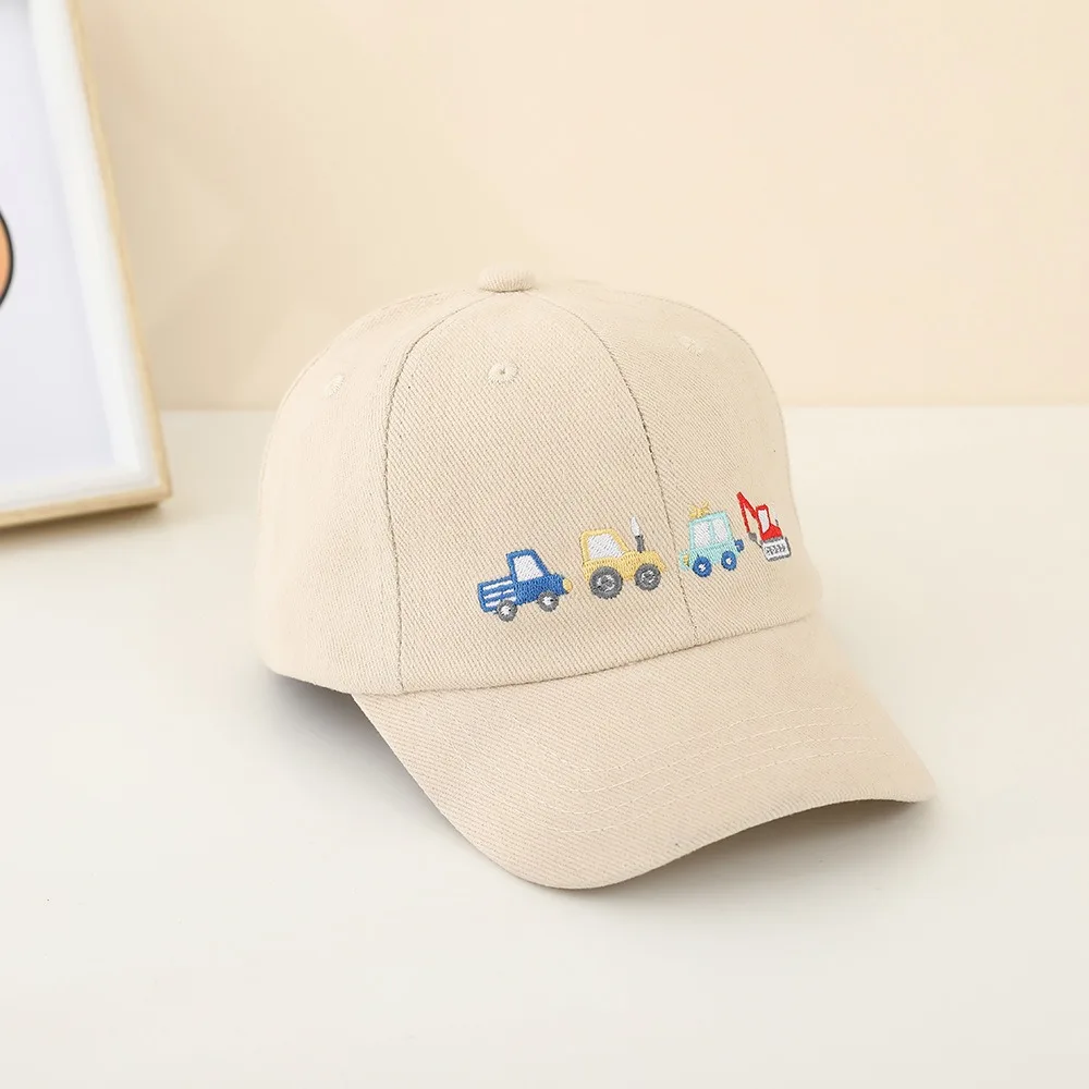 

New Cartoon Baseball Hats Casual Bulldozer Excavator Embroidered Sunshade Hat UV Protection Sports Hat Children