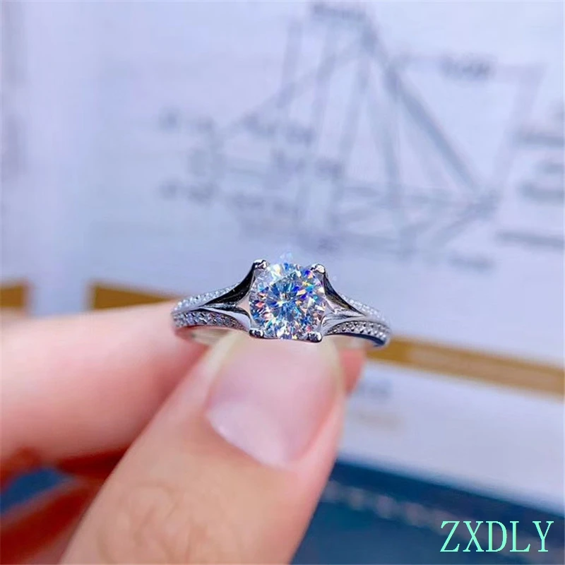 2025 new crackling moissanite gemstone ring for women  engagement ring for wedding 925 silver 1ct Lab diamond birthday gift love