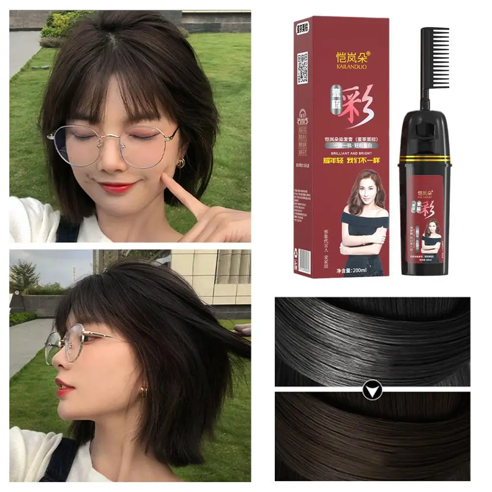 Colorful Plant Hair Dye With Innovative Comb Applicator, Hair Household Easy-to-wash Cream Washing Color Hair With Kit Colo Q9e2