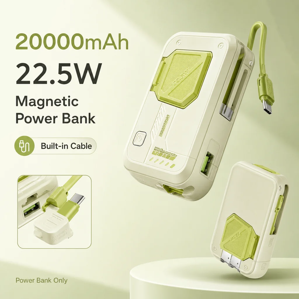 Magnetic Wireless Power Bank 20000mAh with AC Plug, Super Fast Charging, Portable Charger For iPhone Xiaomi Samsung Phones