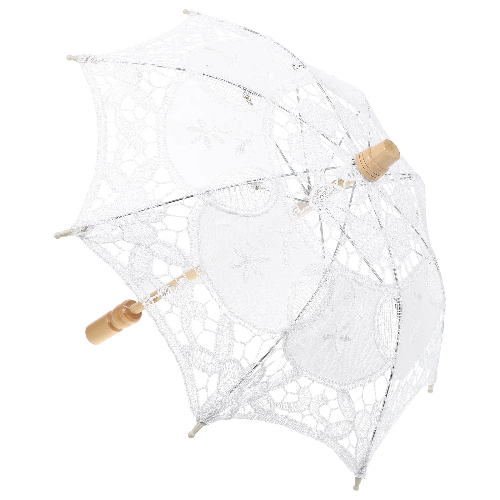 

Decorative Umbrella Cotton Lace Outfits Bridal Parasol White Wooden Bride Goth Clothes