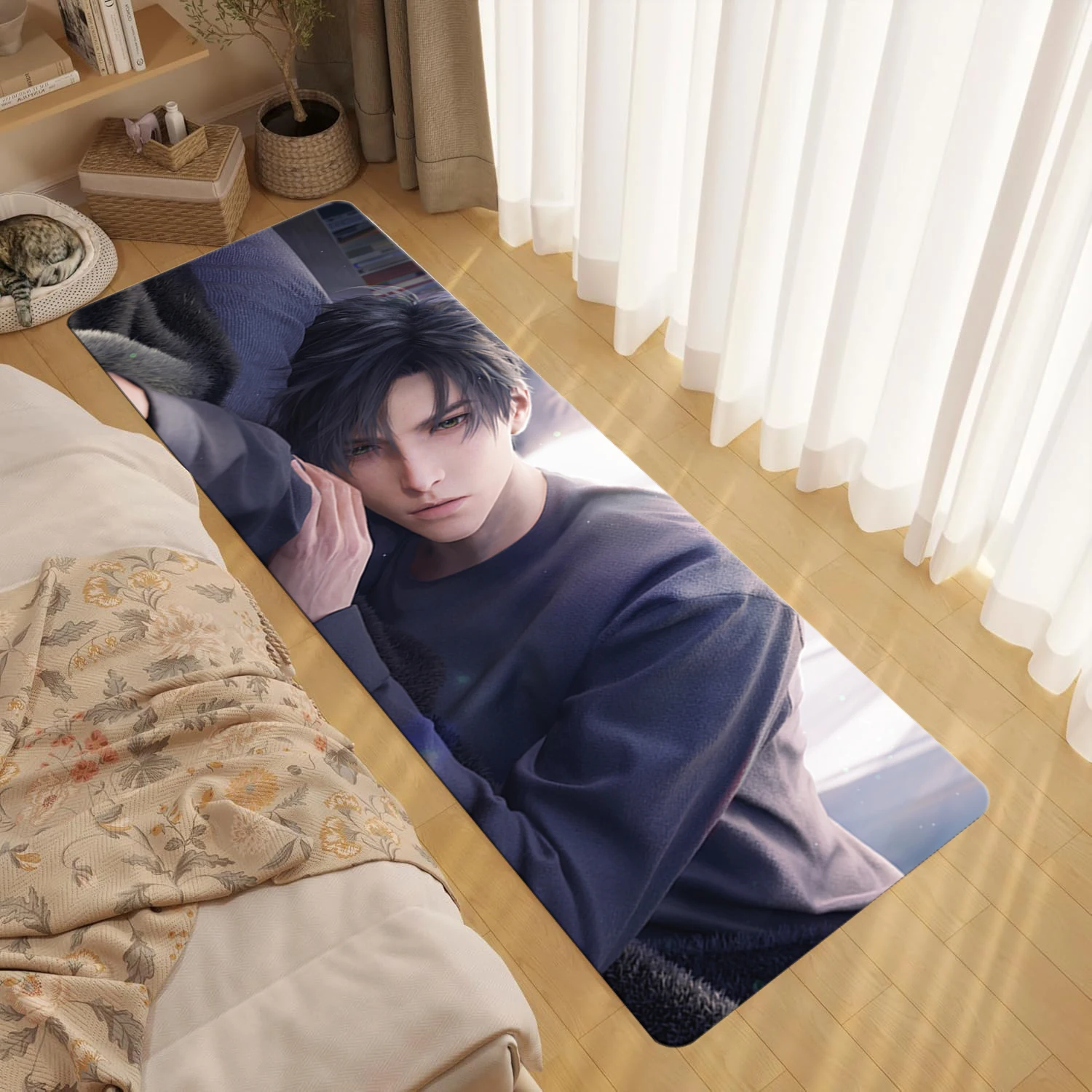 

Anime Love and Deepspace Sylus Zayne Xavier Rafayel Cosplay Carpet Cartoon Bedroom Rug Bedside Blanket Xmas Gift