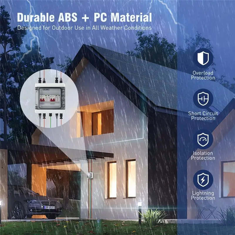 B52C IP65 Waterproof Solar Combiner Box With Multi-Layer Protection, Surge Protection PV 2 Input 2 Output DC40A Isolator Switch