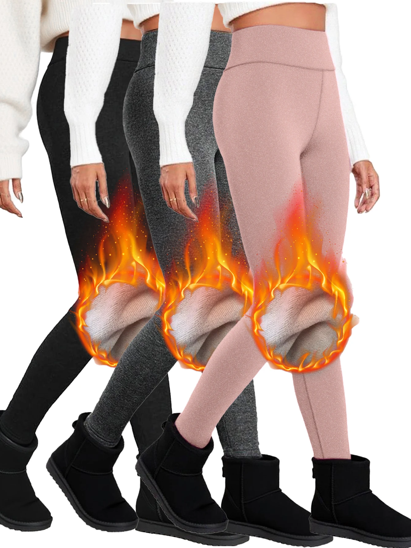 

1 piece of women's winter hot pants, high waisted tight pants, thick tight soft yoga pants, warm pants, women's winter clothing