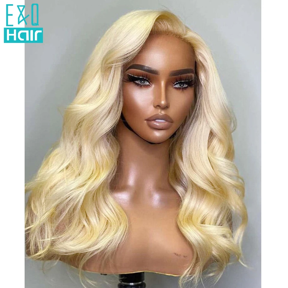 E&Q 13x6 613 Honey Blonde Lace Front Human Hair Wigs For Women Peruvian Remy Hair 36 Inch Transparent 13x4 Straight Frontal Wig