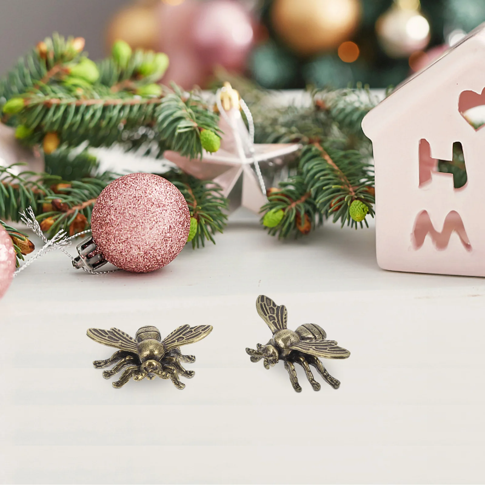 

3pcs Brass Desk Shelf Living Room Bedroom Vintage Statue Small Bookshelf Decor Gold Room Decor Items