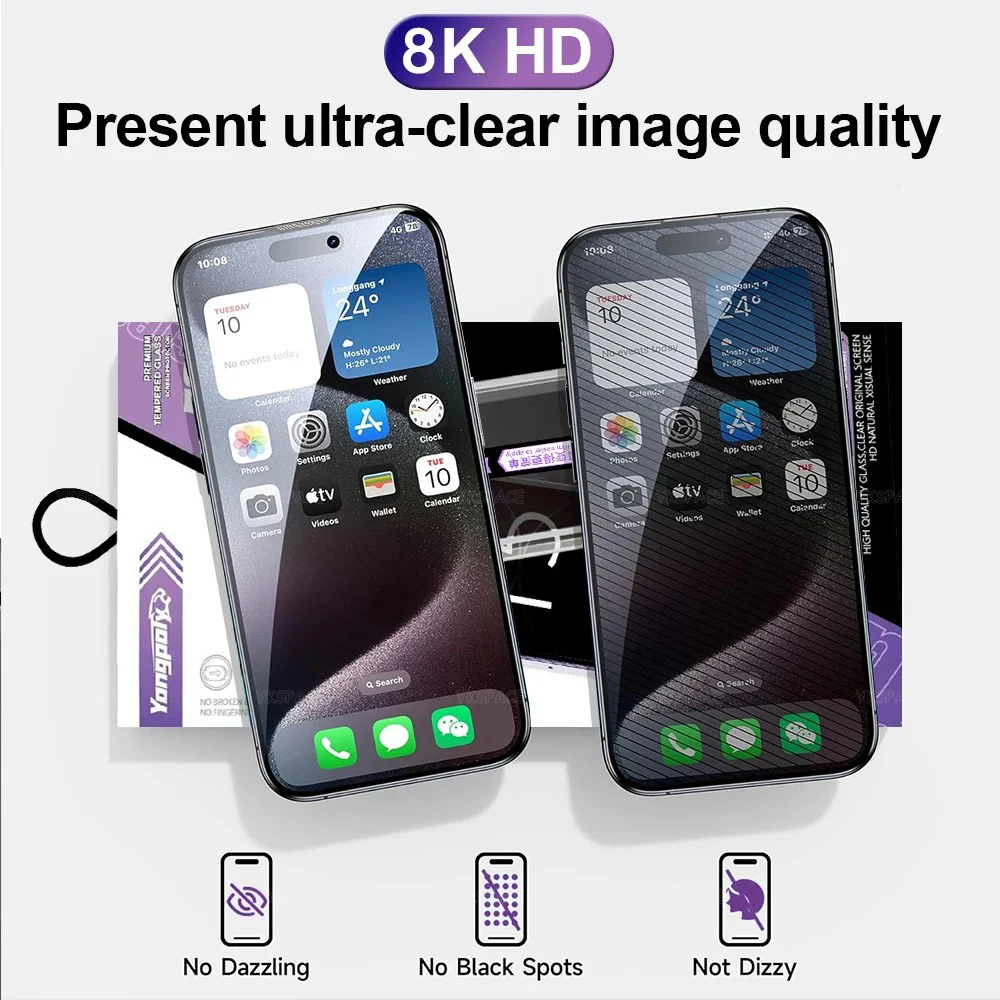 1-3Pcs Dustproof Anti Spy Privacy Tempered Glass for iPhone X XR XS 11 12 13 mini 14 15 16 Pro Max 7 8 Plus SE Screen Protector