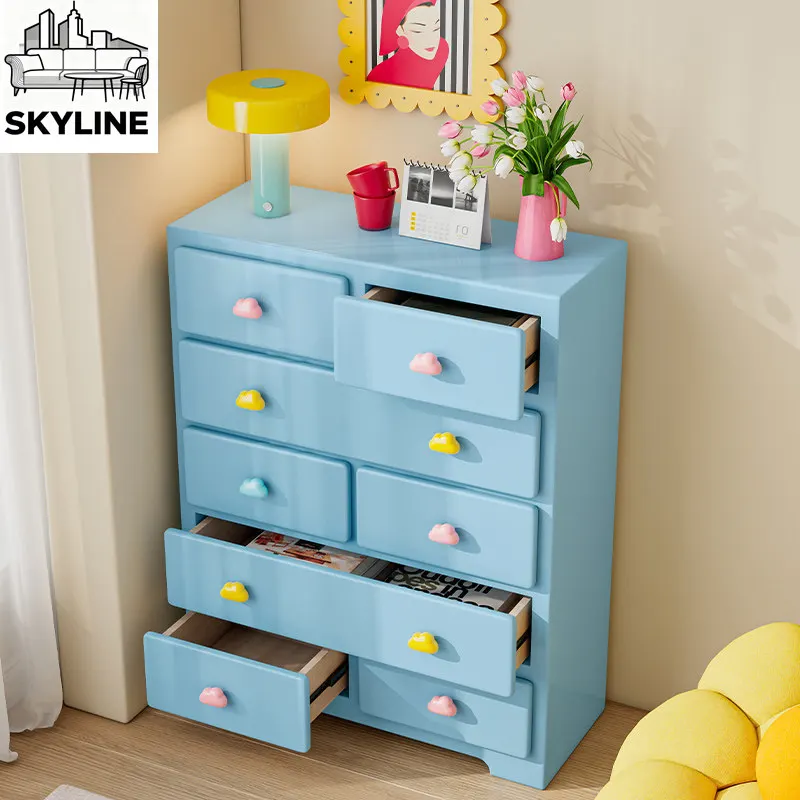 Dopamine Style Floor Storage Cabinet, Multifunctional Chest for Bedroom Living Room