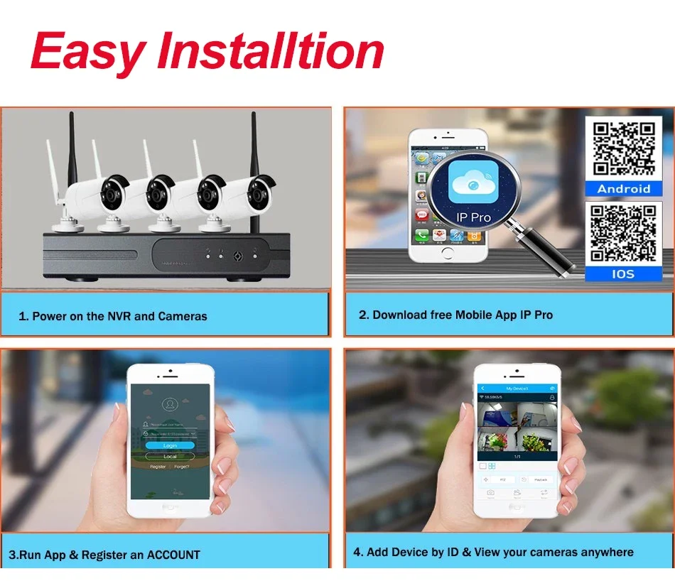 Security Set P2p 1080p Camera Wifi Wireless Nvr Camera System Kit Drop Shipping HD Night Vision 4ch 8ch 16ch Cctv Home Ce Ip