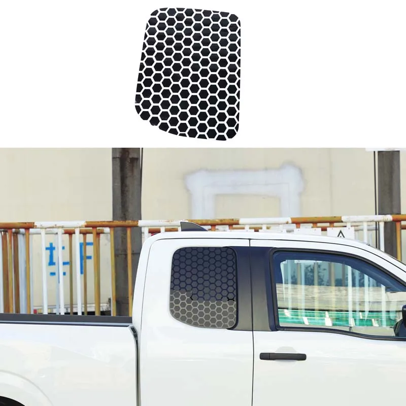 For Nissan Frontier 2022+ Pickup Car rear glass window PVC Honeycomb shape sticker Auto Accessories 2 Pcs