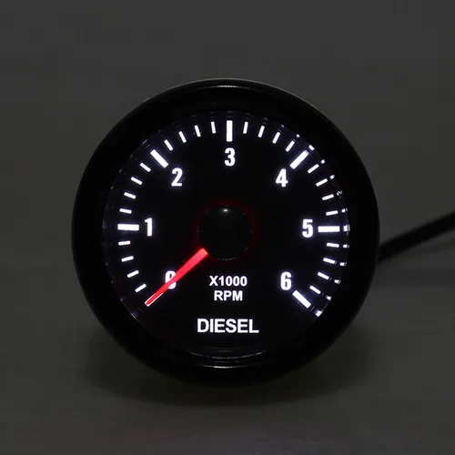 Imagen 2 del producto Tacómetro de 2 ""y 52MM punto de luz blanca 0-6000 RPM tacómetro eléctrico para coche diésel de 1-20 cilindros 12V personalizado