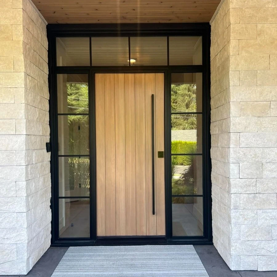 

Modern Home Main Entrance Doors with Tempered Glass Window Front Door Aluminum Pivot Door for Villas Security External Doors