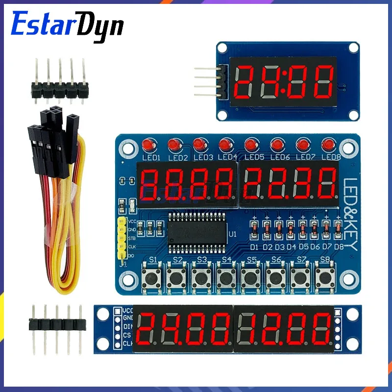 Estardyn TM1637 4 Bits/TM1638/MAX7219 8 bit Digital LED Display 7 Segment 0.36Inch Clock RED Anode Tube Four Serial Driver