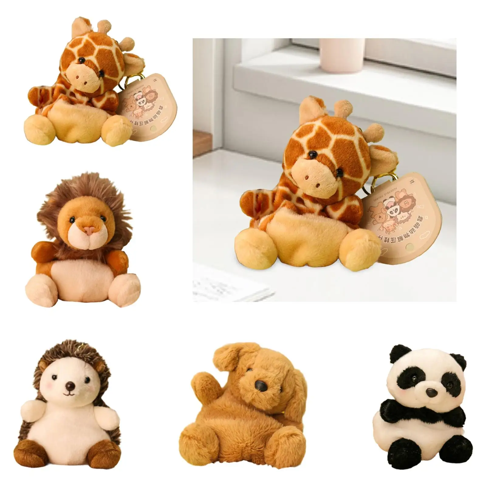 

2Pcs Plush Stuffed Animal Keychain Purse Pendant for Baby Shower Birthday