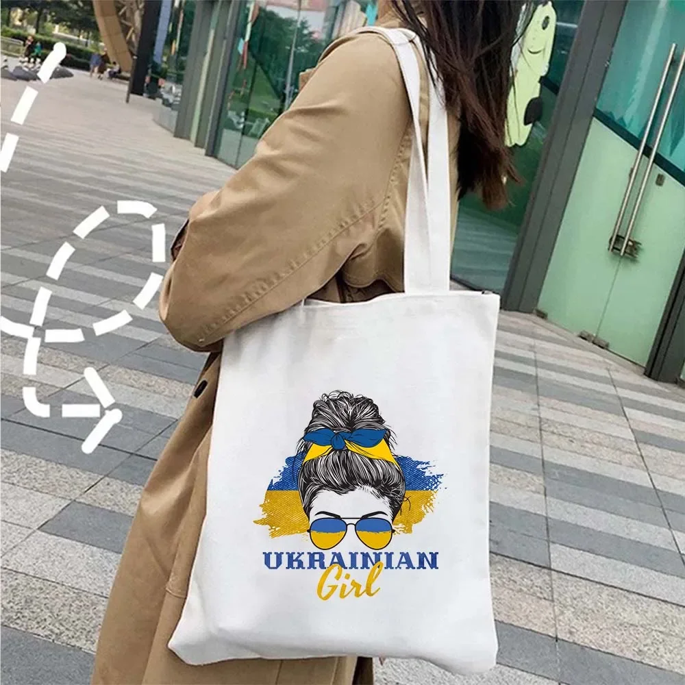 Peace Sunflower Coat of arms of Ukraine Flag Ukrainian Tryzub Patriotic Gift Shopper Harajuku Tote Shopping Bag Shoulder Handbag