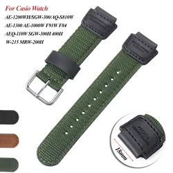 Nylon Strap for Casio AE-1200WH SGW-300 AQ-S810W F91W Convex Canvas Bracelet Men Women Sport Watchband 18mm Black Green Bracelet