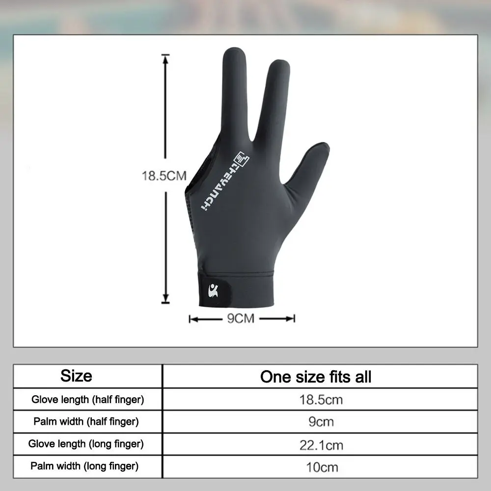 Billiards Glove Left Hand Three Finger Snooker Billiard Glove Non Slip Stickers Elastic Billiard Training Gloves Accessories