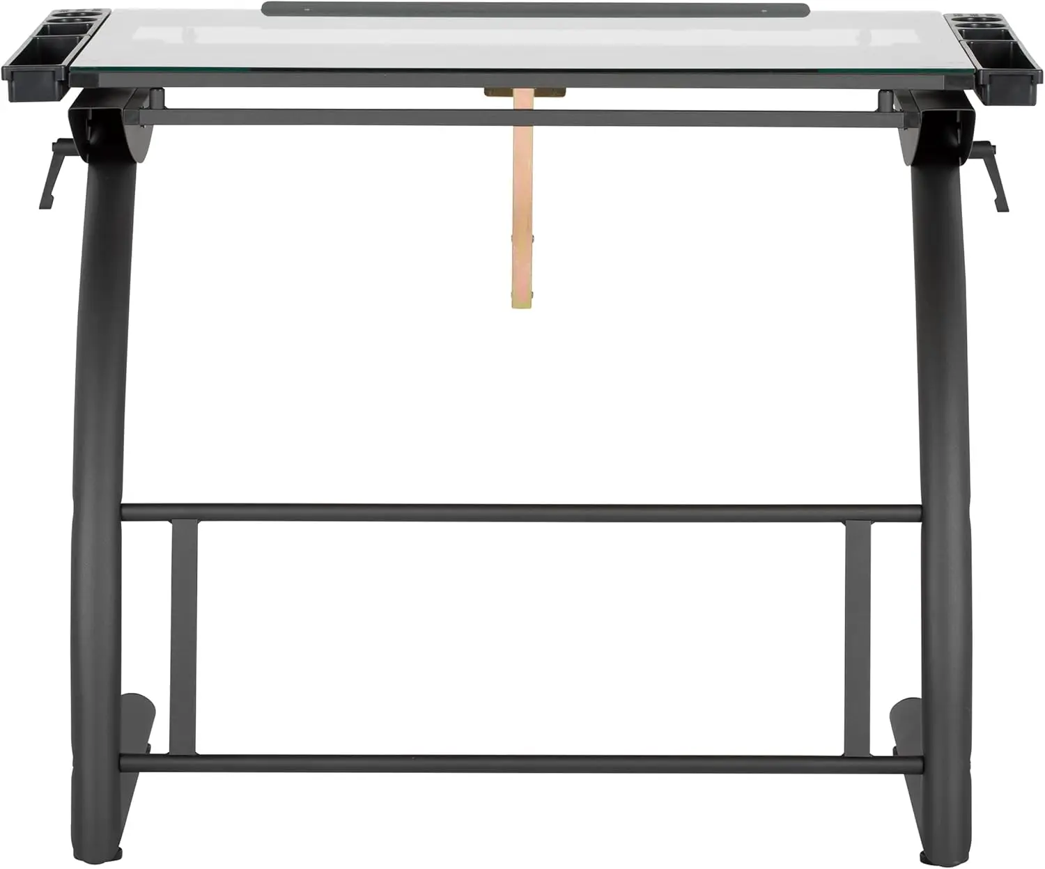 TriDrawing Table, Sit to Stand Up Adjustable Office Home Computer Desk, 35.25' W X 23.5' D, Charcoal Black/Clear Glass
