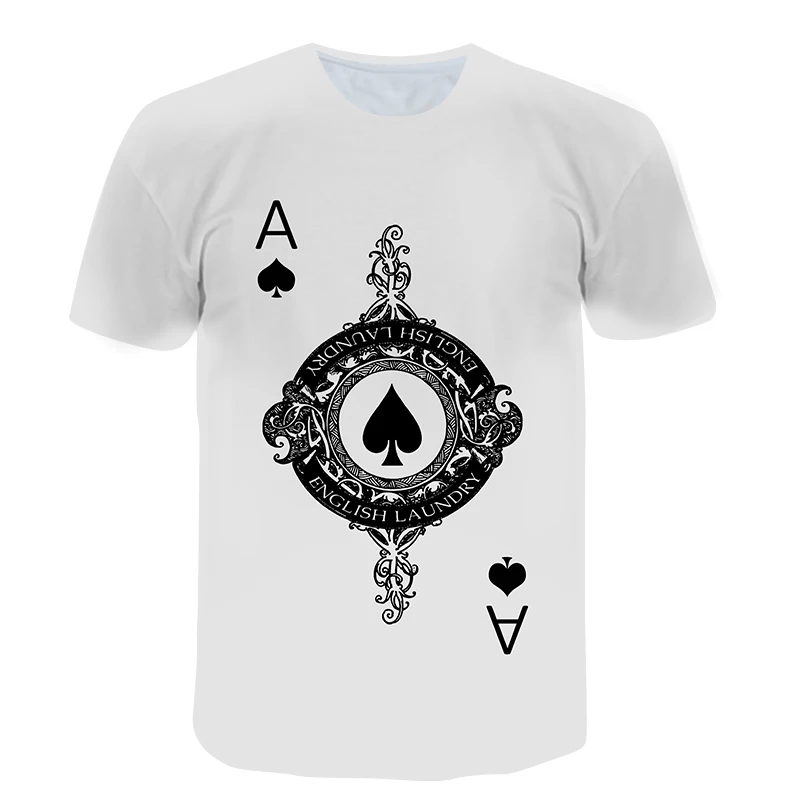 Fashion Interesting Poker A Graphic T Shirts For Men Summer Playing Cards Print T-shirt Casual Personality Short Sleeve T-shirts