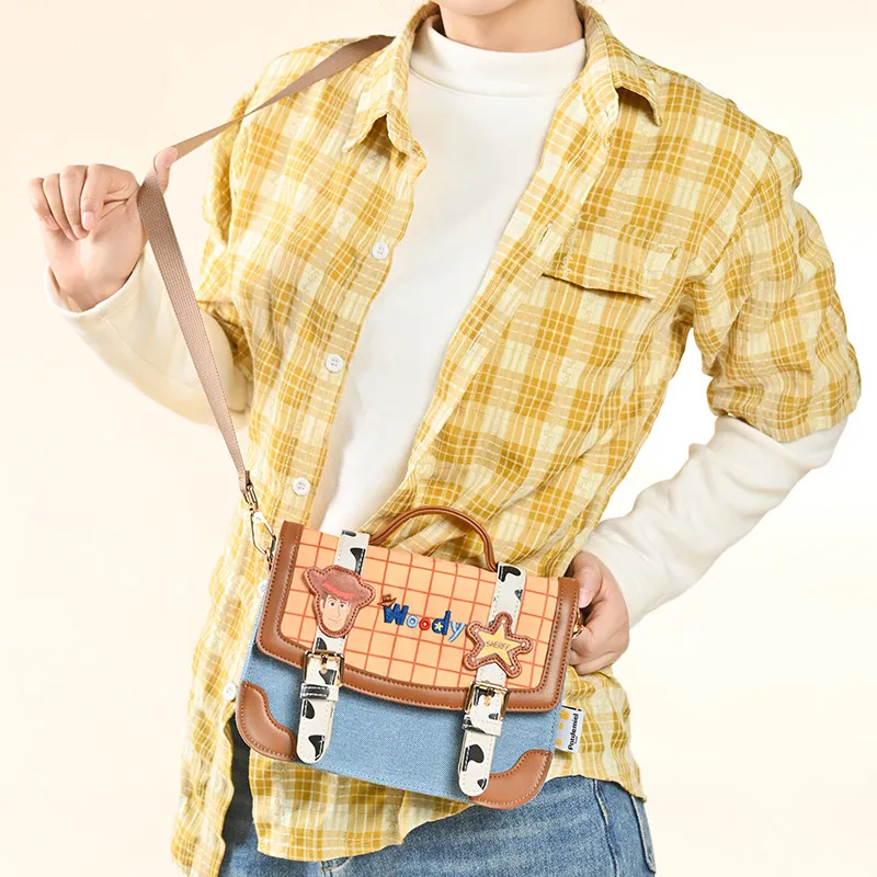 

Сумка-кроссбоди Potdemiel Toy Story Woody, маленькая джинсовая квадратная сумка с верхней ручкой и ремнем через плечо для женщин, повседневная, в подарок