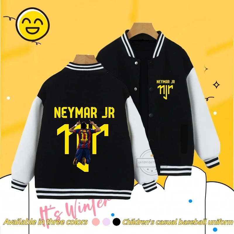 Football star Neymar cartoon drawing boys and girls baseball jacket casual fashion cardigan hoodie jacket 3-14 years old