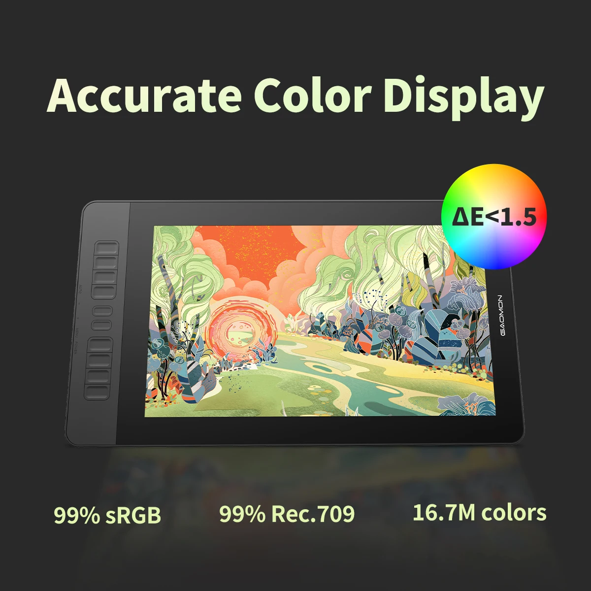 GAOMON PD1561 V2 Pen Display Graphics Tablet 15.6 Inch Full-lamination Screen with 16K Pressure Stylus Advanced Battery-Free Pen