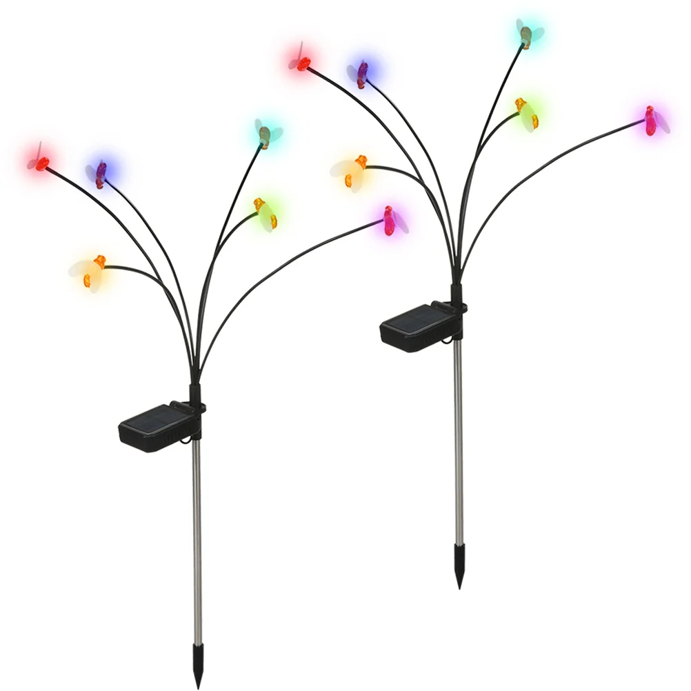 

Solar Ground Light 8 Heads Warm Tone Solar Powered Garden Decorative Yard Lights Plastic Lawn Bee Stake Lamp Outdoor Decor