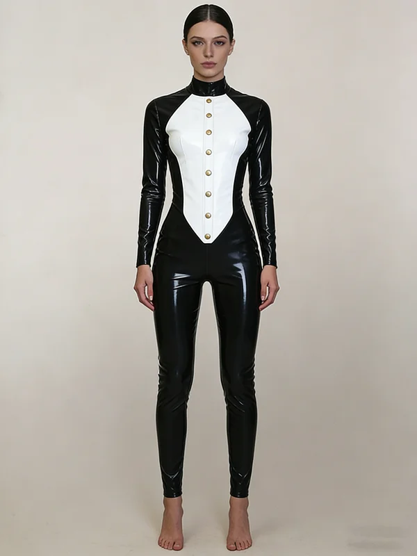 

100% Latex Bodysuit Clubwear Party Catsuit Cosplay Masquerade suit Sports uniform 0.4MM Black&White