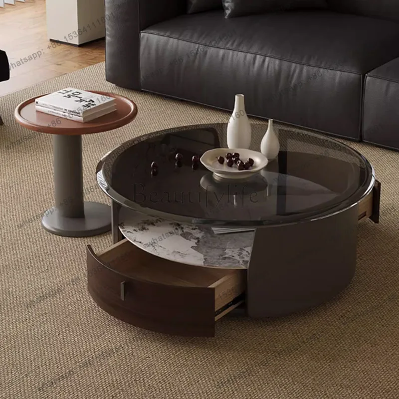 Danish Designer's Rock Plate Coffee Table Set Modern Living Room Round High - End Coffee Table Creative Home Furniture FYCT Fact