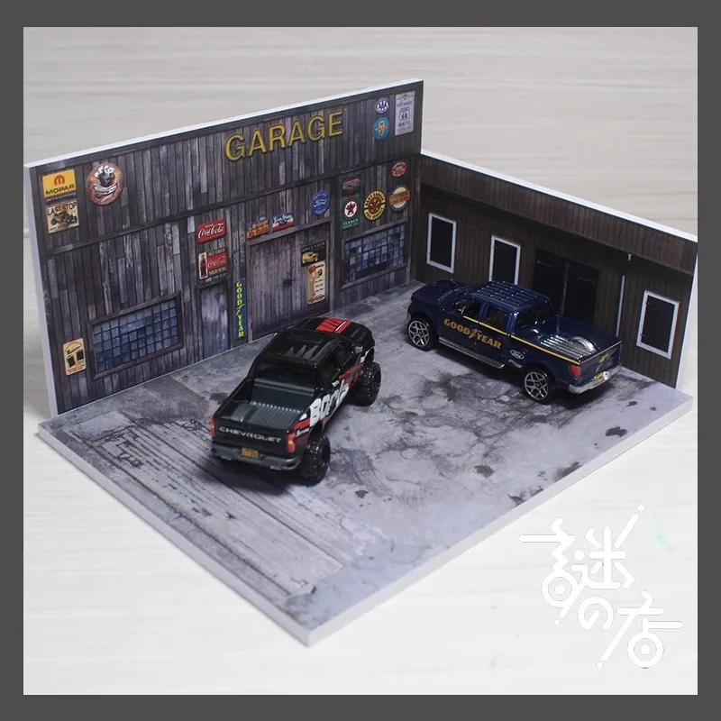 

1:64 GARAGE Горячие колеса автомобиля Сцена Фотография Модель Европейско-Американский стиль Парковка Деталь диорамы