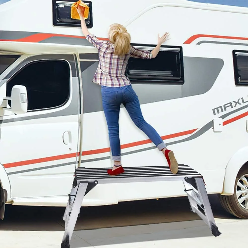 Plate-forme de travail en aluminium, escabeau de grande taille, banc de travail pliable et Portable avec tapis antidérapant, capacité de 660 LBS robuste