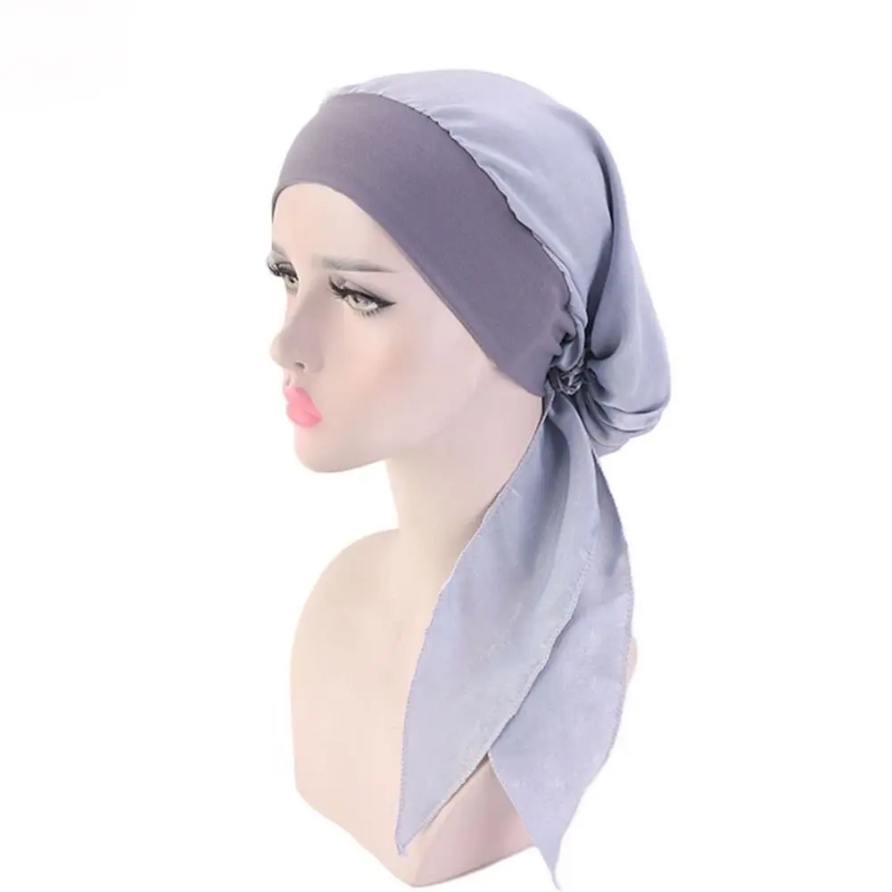 

Simple Satin Silk Sleep Cap Hijab Wrap Hat Nightcap Turban Cap Head Scarf Elastic Hair Band Silky Bonnet