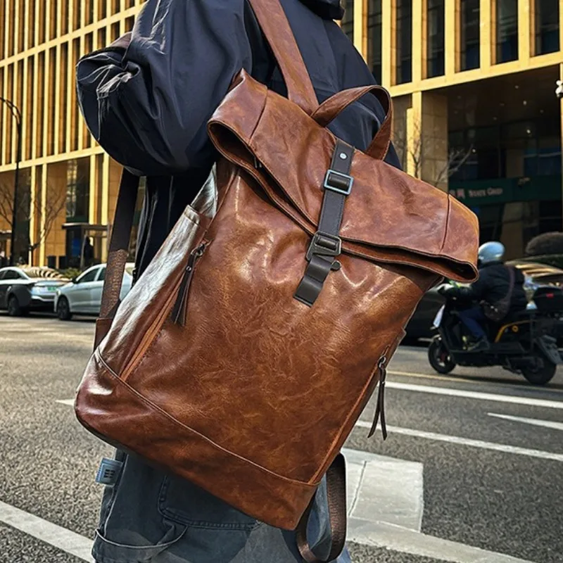 

Водоотталкивающий студенческий рюкзак из искусственной кожи, повседневные школьные сумки большой вместимости с регулируемыми ремнями, стильная сумка в винтажном стиле