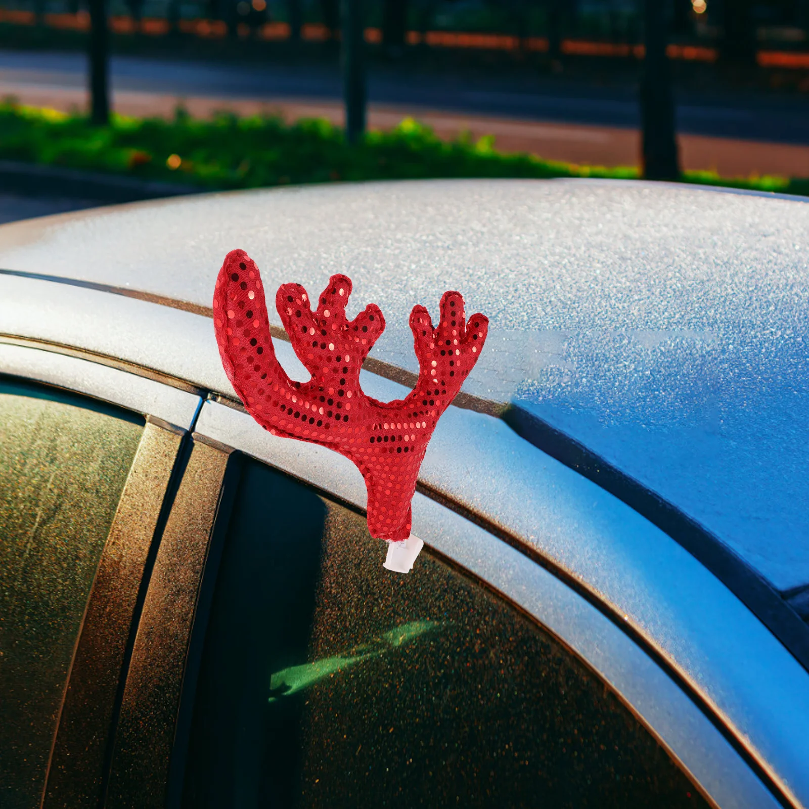 

1Set Car Christmas Car Decoration Glitter Reindeer Antlers Clip-on Window Auto Holiday Accessories Reindeer Antlers for Cars