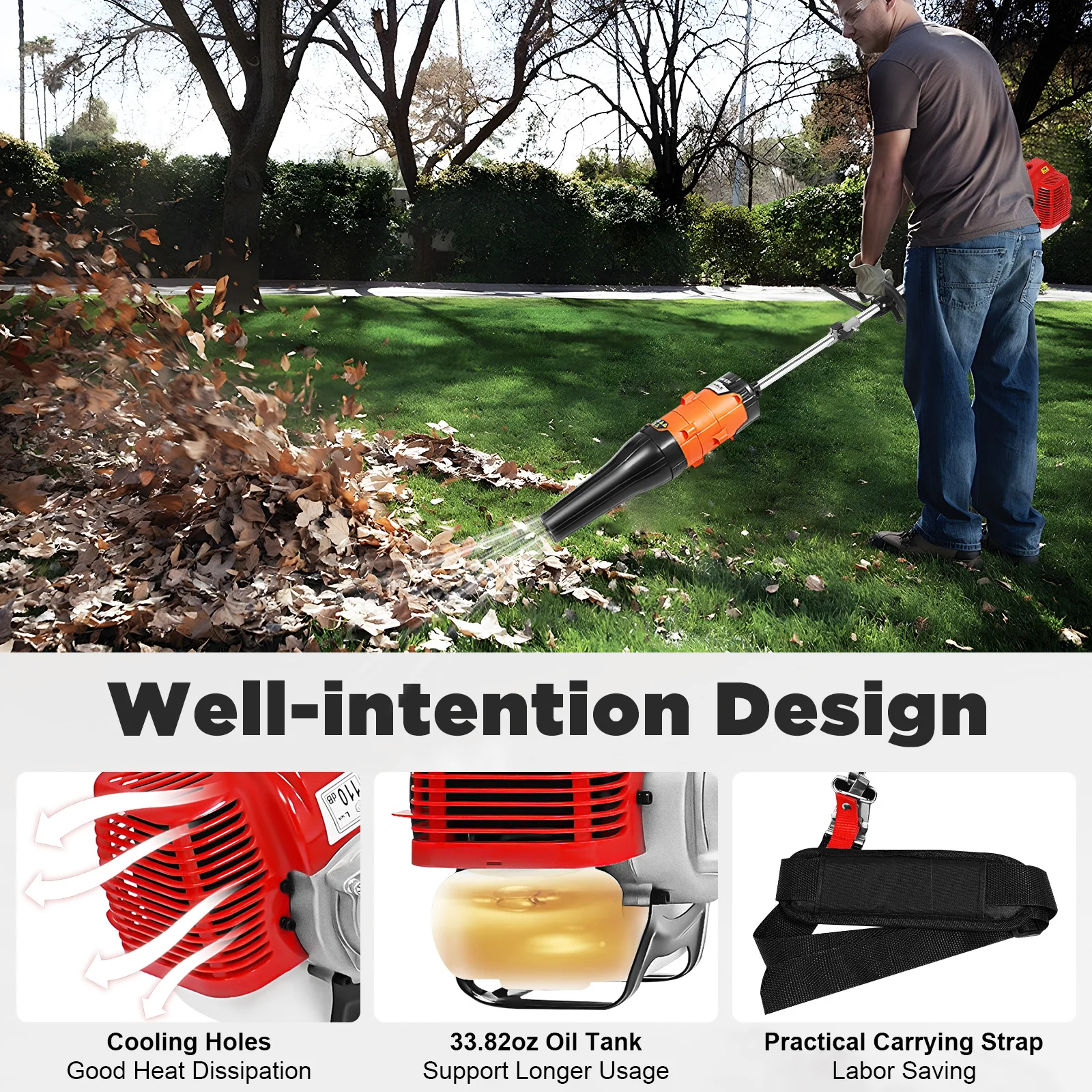 

Hand Held Sweeper, 52cc Artificial Grass Brush Gasoline Powered Broom, Lawn Sweeper 1.7 KW 8500RPM for Artificial Turf, Factory