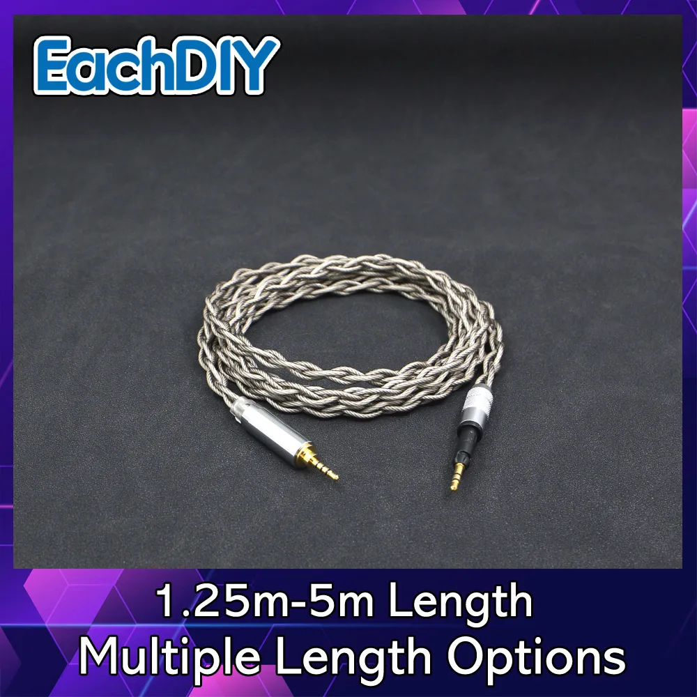 

99% Pure Silver + Graphene Silver Plated Shield Earphone Cable For Sennheiser HD6 HD7 HD8 MIX DJ HD595 4 core 1.8mm LN007958