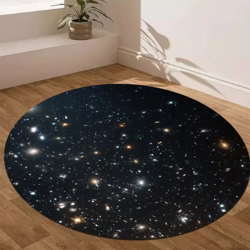 Deep Space Galaxy Star Round Rug Universe Nebula Print Soft Circular Carpet for Bedroom Gaming Room Home Decor