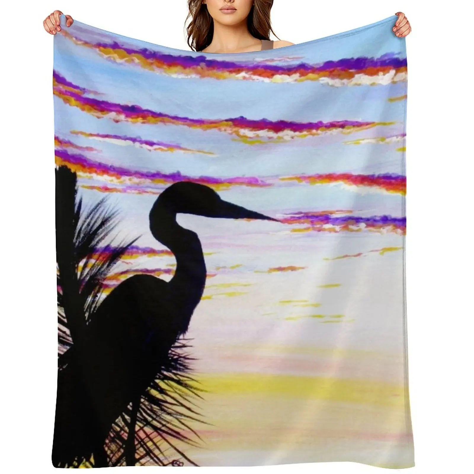 

Heron Sunset Throw Blanket warm for winter Luxury Brand Weighted Hair Blankets