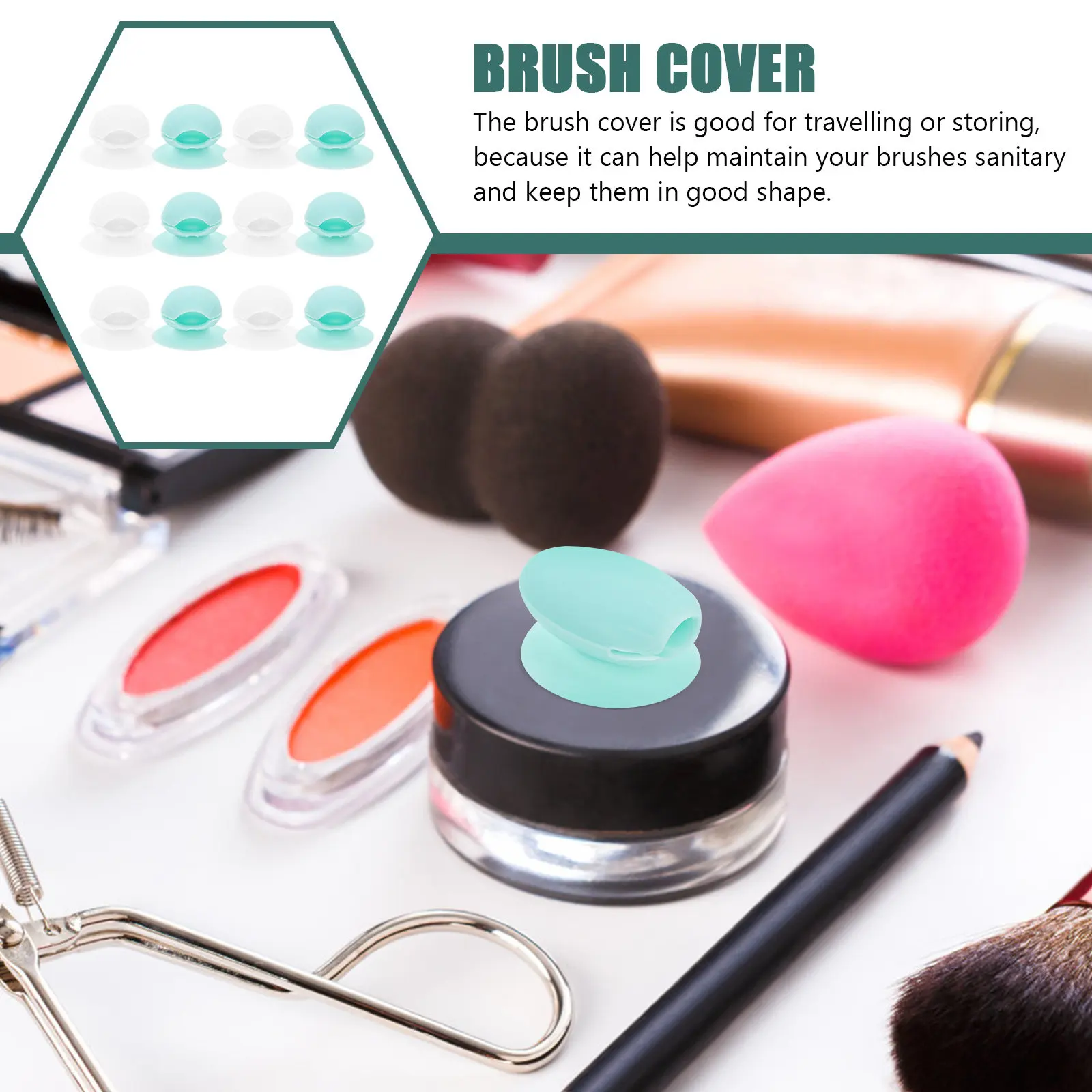 12Pcs Silicone Lip Brush Covers with Suction Cup Design Easy Clean Dry Store Makeup Brush Head Protectors for Travel Use