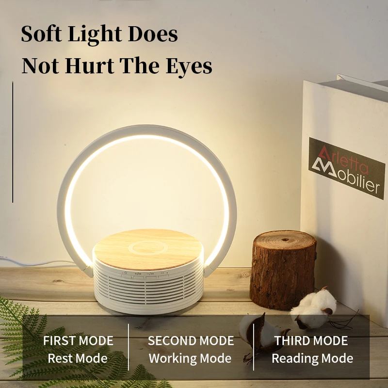 Modern LED Bedside Night Light 10W Wireless Charging Cell Phone 5W Bluetooth Speaker Table Lamp Room Ramadan Decor 2023