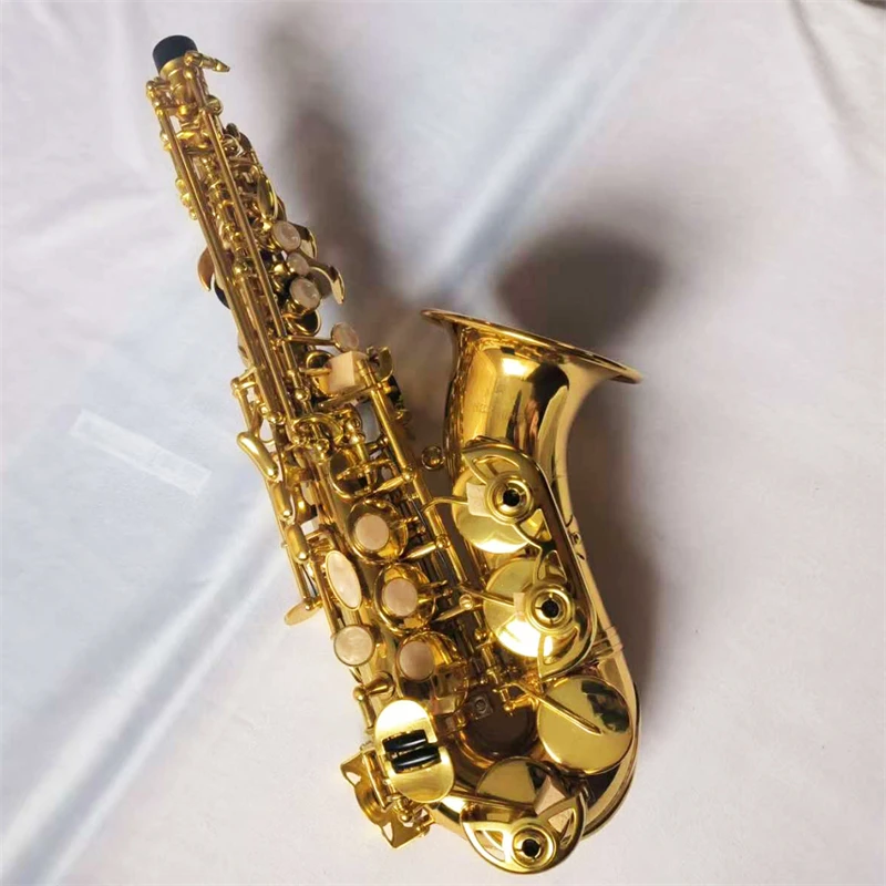 

Профессиональный изогнутый саксофон-колокол, золотой лак