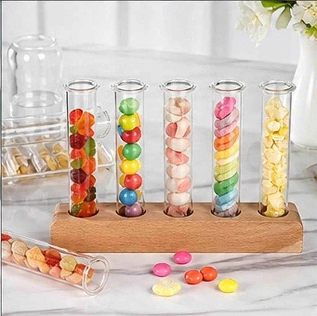 10Pcs Acrylic Test Tubes Clear for Scientific Laboratory Sample Storage Plant Propagation Candy Storage Party Decoration
