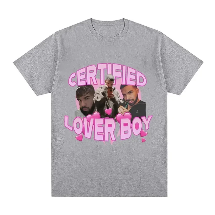 Certyfikowana koszulka z albumem muzycznym Lover Boy Funny Drake Meme Graphic Tee Shirt Męska koszulka hiphopowa Oversized Cotton T-shirt 2024