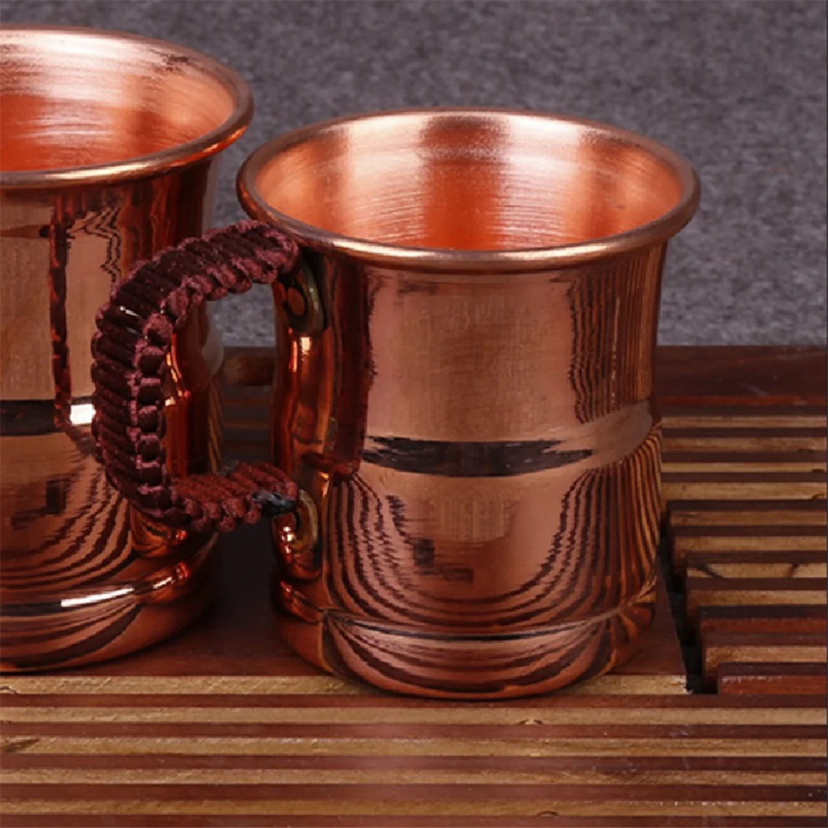 Handcrafted Pure Copper Beer Milk Mug Weave Handle Thickened Moscow Water Mule 400ML Breakfast Cup Drinkware Tableware