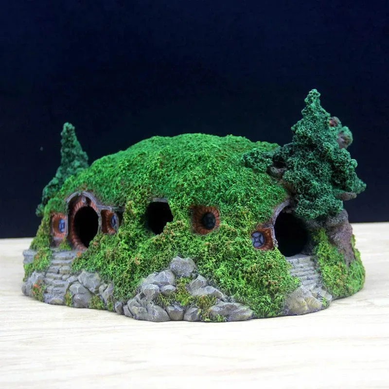 Resins hobbits castles shelter houses aquarium decorations Tree houses landscaping Castle resin hobbit house