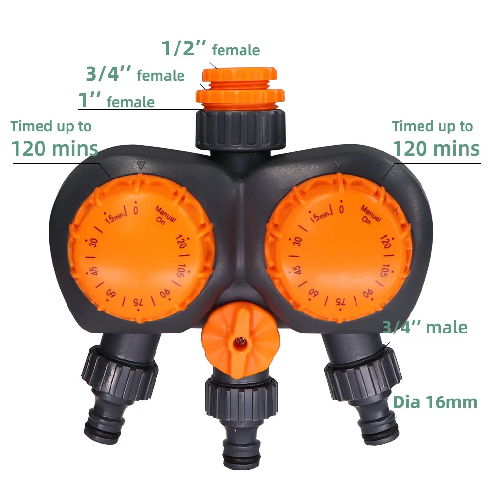 Garden Mechanical Timer 1-3 Outlet Tap Hose Sprinklers 2 Hours Controller Automatic Intelligent Irrigation Watering Device Tool