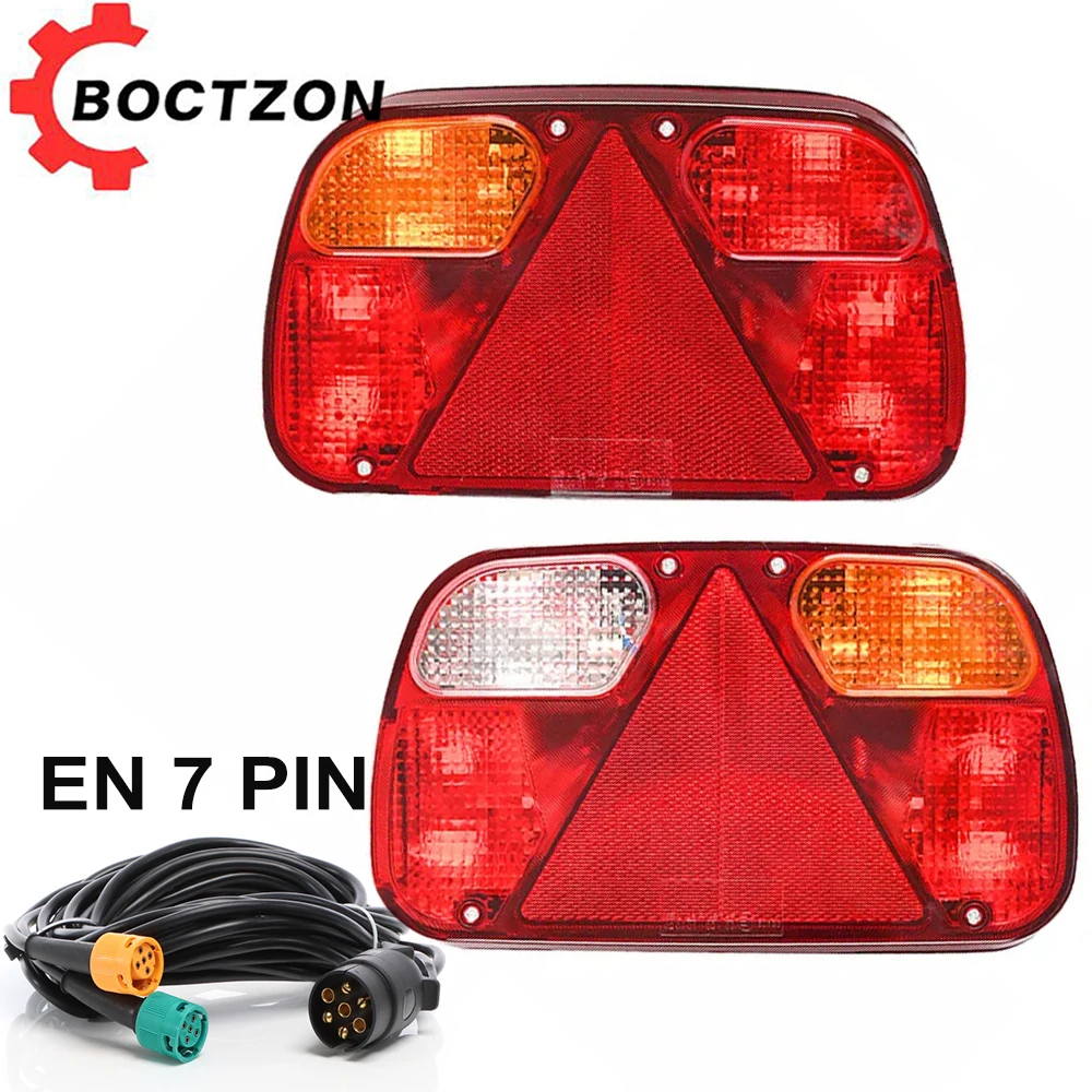 

1 Set 2pcs 12V Car Truck Tail Light Rear Stop Brake Fog Light Signal Lamp Wiring Harness 5.5m Cable 7 Pin Trailer Caravan Lorry