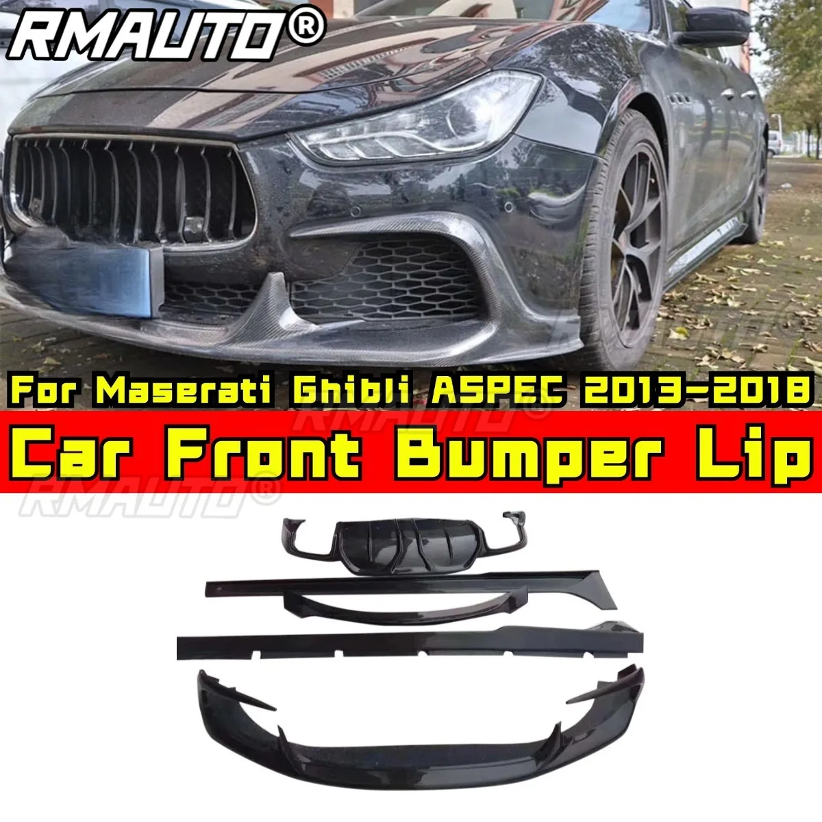 Car Front Bumper Lip Side Skirt Rear Trunk Spoiler Diffuser Body Kit For Maserati Ghibli ASPEC 2013-2018 Car Accessories