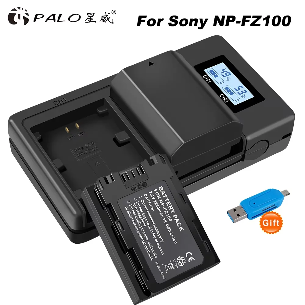 Akumulator 2280 mAh NP-FZ100 NP FZ100 NPFZ100 + podwójna ładowarka USB LCD do aparatu Sony Alpha A7III A7R III A9 Alpha 9 A7R3 A6600 ZV-E1