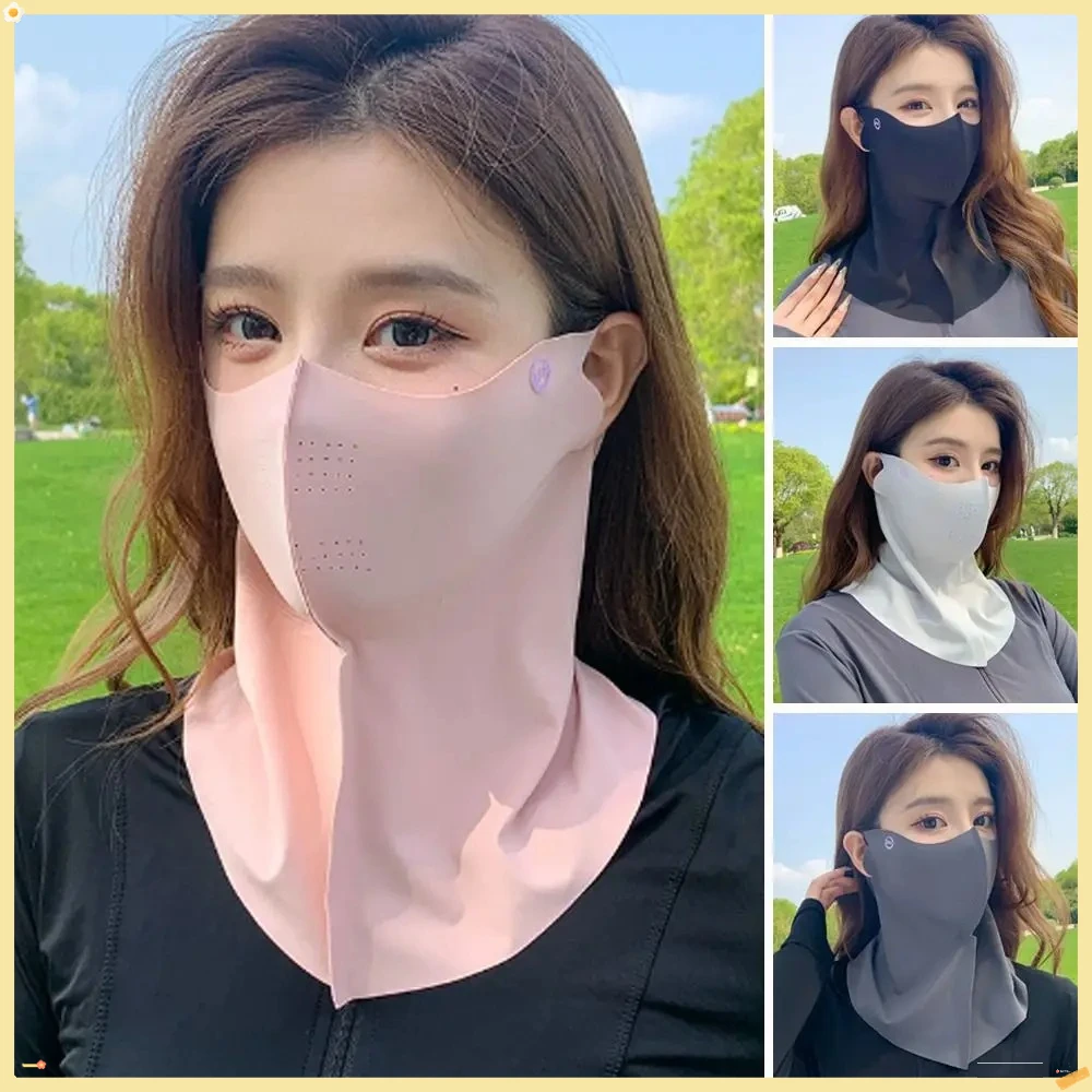 2025年最もホット！ アイスシルク抗UV日焼け止めマスク - 跡が残らず通気性あり |   女性用アウトドアサイクリングフェイスマスク、夏の日焼け止め